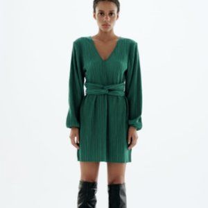 Zara Green pleat dress - S